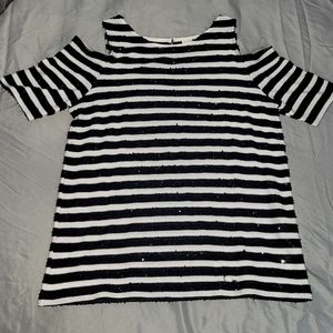 Blue and white strip blouse